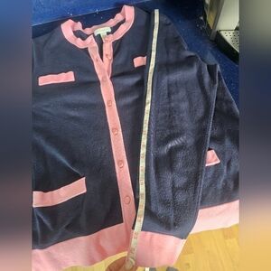 Charter Club Navy and Pink Cardigan Sz Xxl